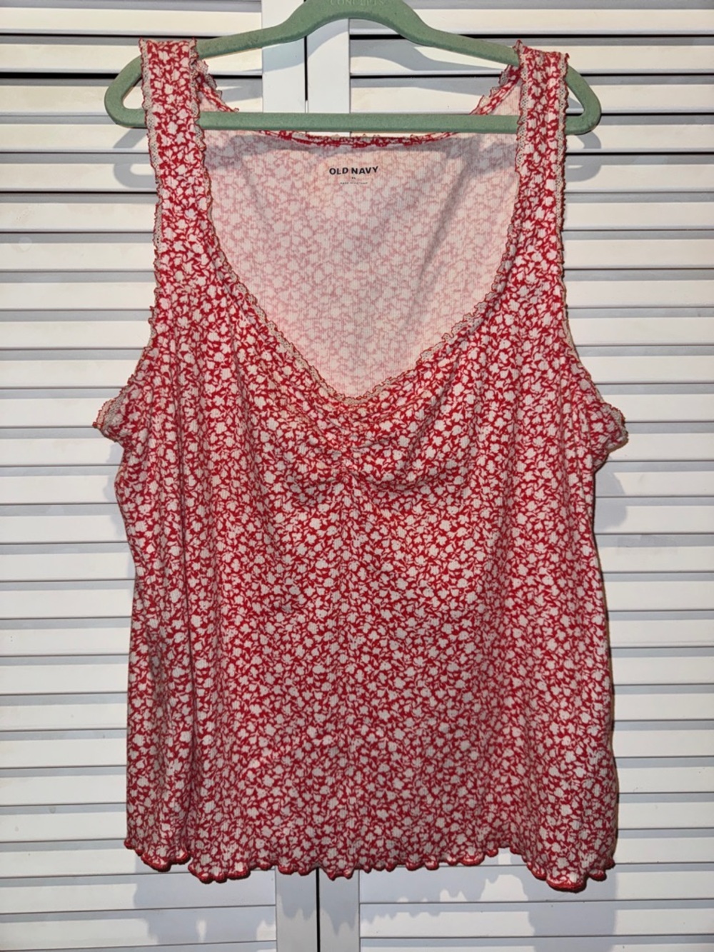 Old Navy Red and White Floral Camisole Tank